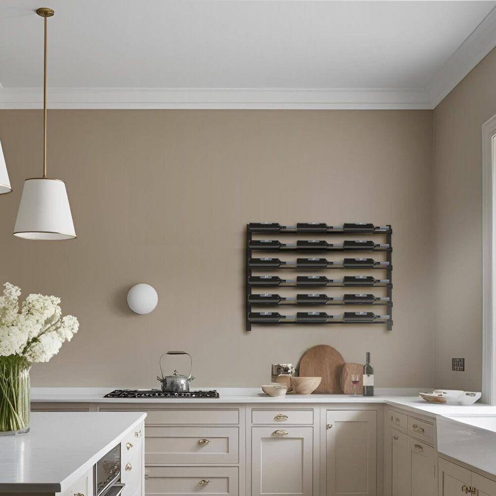 HOMLUX Modern 18-Bottle Metal Wall Mounted Wine Rack in Black, , large