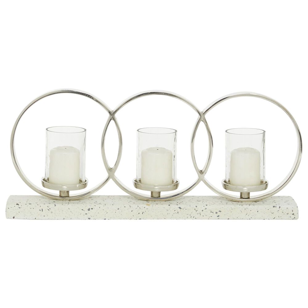 Maple and Jade Candle Holder Centerpiece in White and Silver, , large