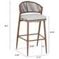 Hearth and Haven 30" Outdoor Barstool with Teak Frame in Light Gray (Set of 2), , large