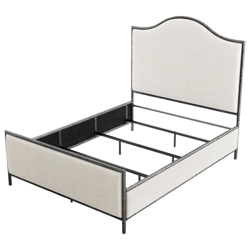 Furniture of America Lalia Queen Upholstered Panel Bed with Camelback Headboard in Matte Grey, , large