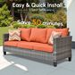 HOMLUX 3-Piece 77" Patio Sofa and Ottoman Set in Orange, , large