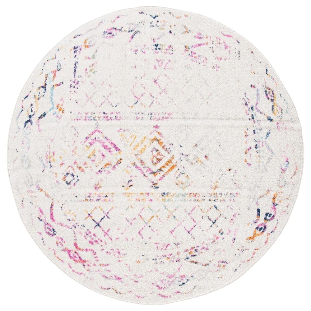 Safavieh Tulum 6"7" Round Fuchsia Area Rug, , large