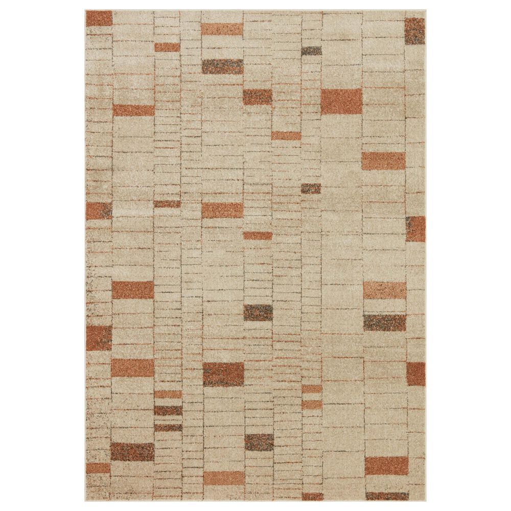 Loloi II Bowery 2"3" x 4" Tangerine and Taupe Area Rug, , large