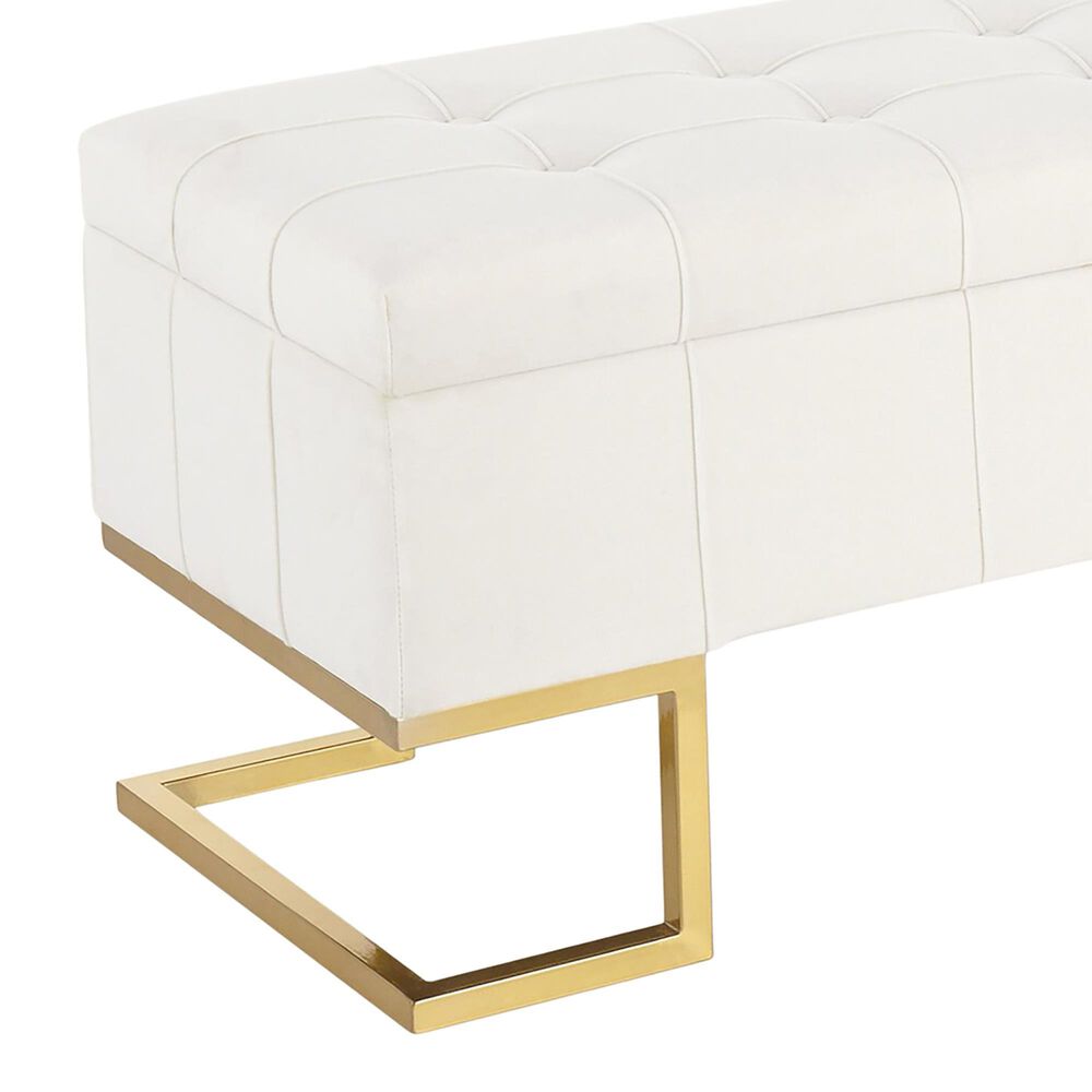 Lumisource Midas Storage Bench with White Velvet Cushion in Gold, , large