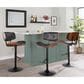 Lumisource Lombardi Swivel Adjustable Barstool with Grey Cushion in Black and Walnut, , large