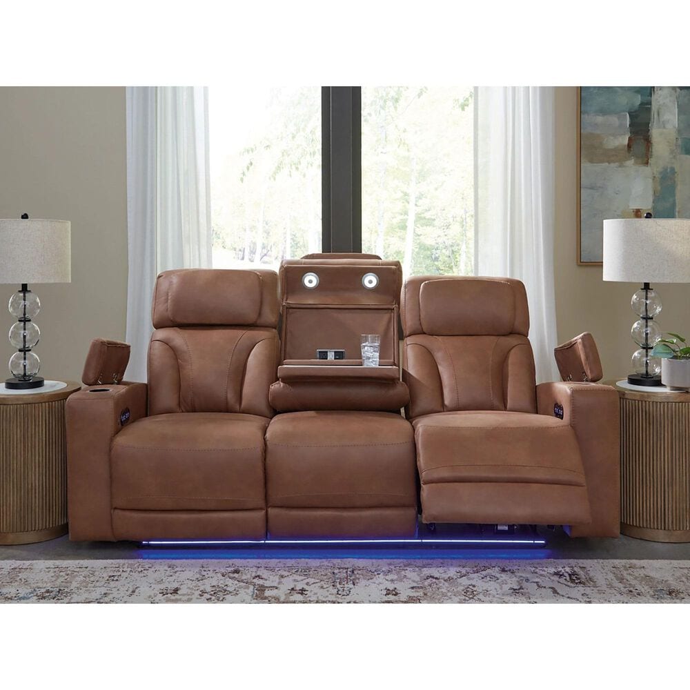 Ashley Point Clear Power Reclining Sofa in Caramel, , large