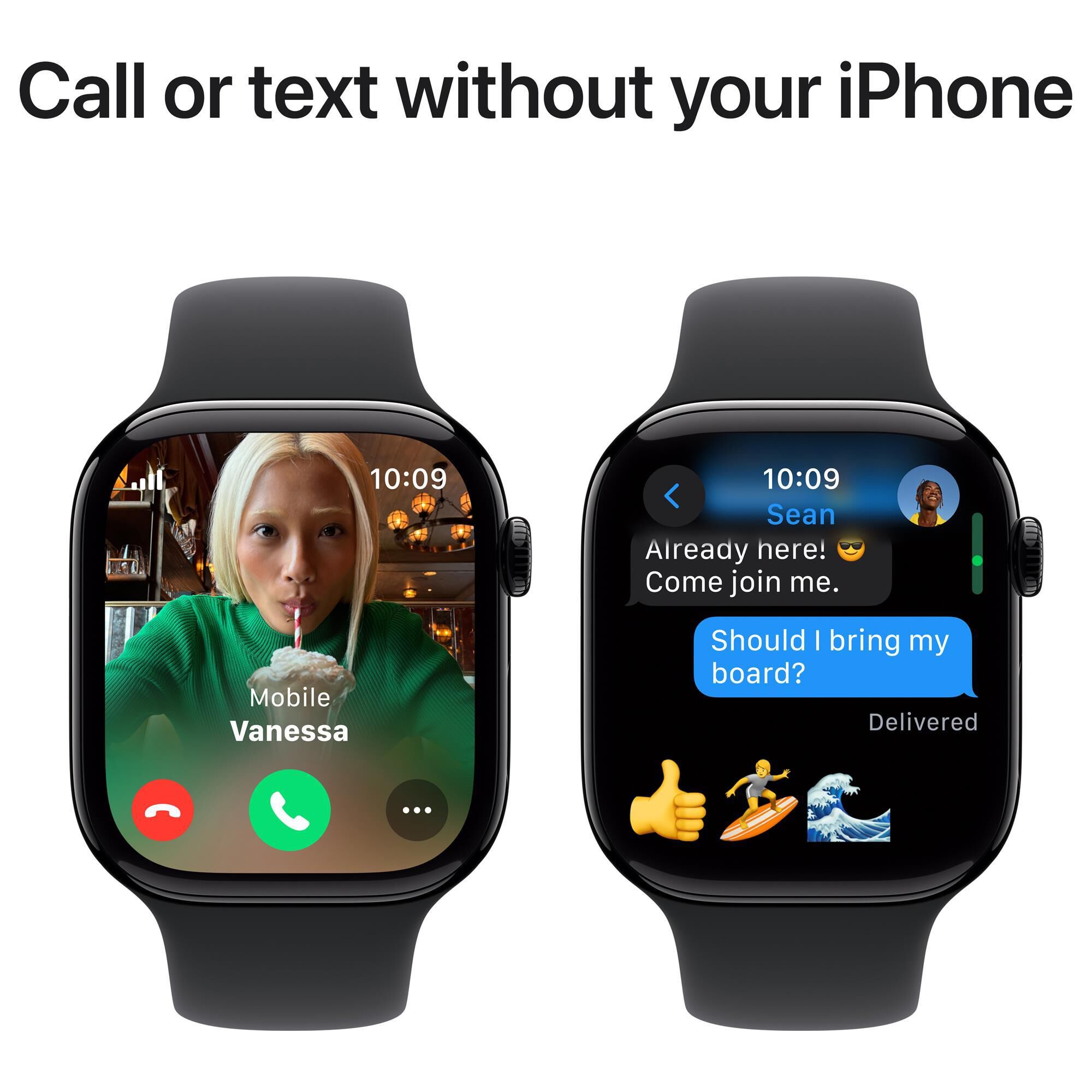 Apple Watch Series 10 GPS Cellular 46mm Jet Black Aluminum Case with Black Sport Band S M NFM