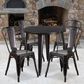 Flash Furniture 5-Piece Metal Bistro Table Set in Antique Gold, , large