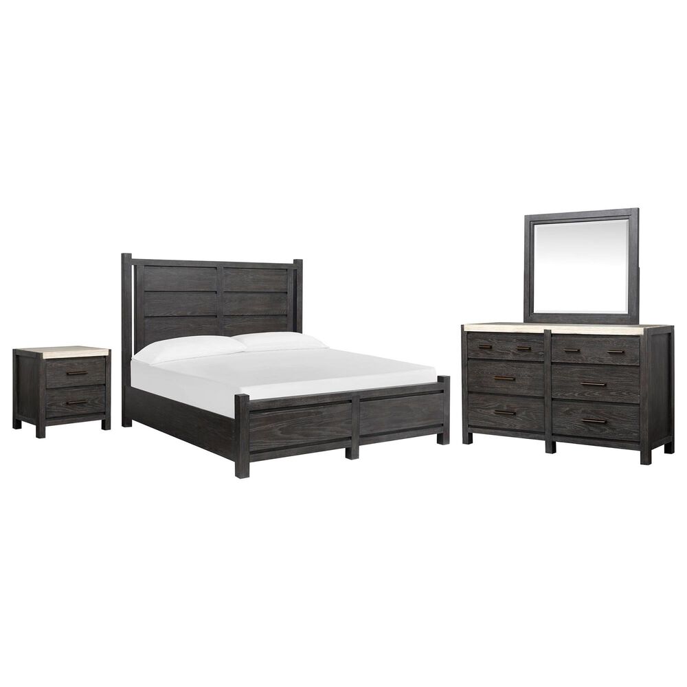 Nicolette Home Plum Creek 4-Piece King Panel Bedroom Set in Ravenwood Black, , large