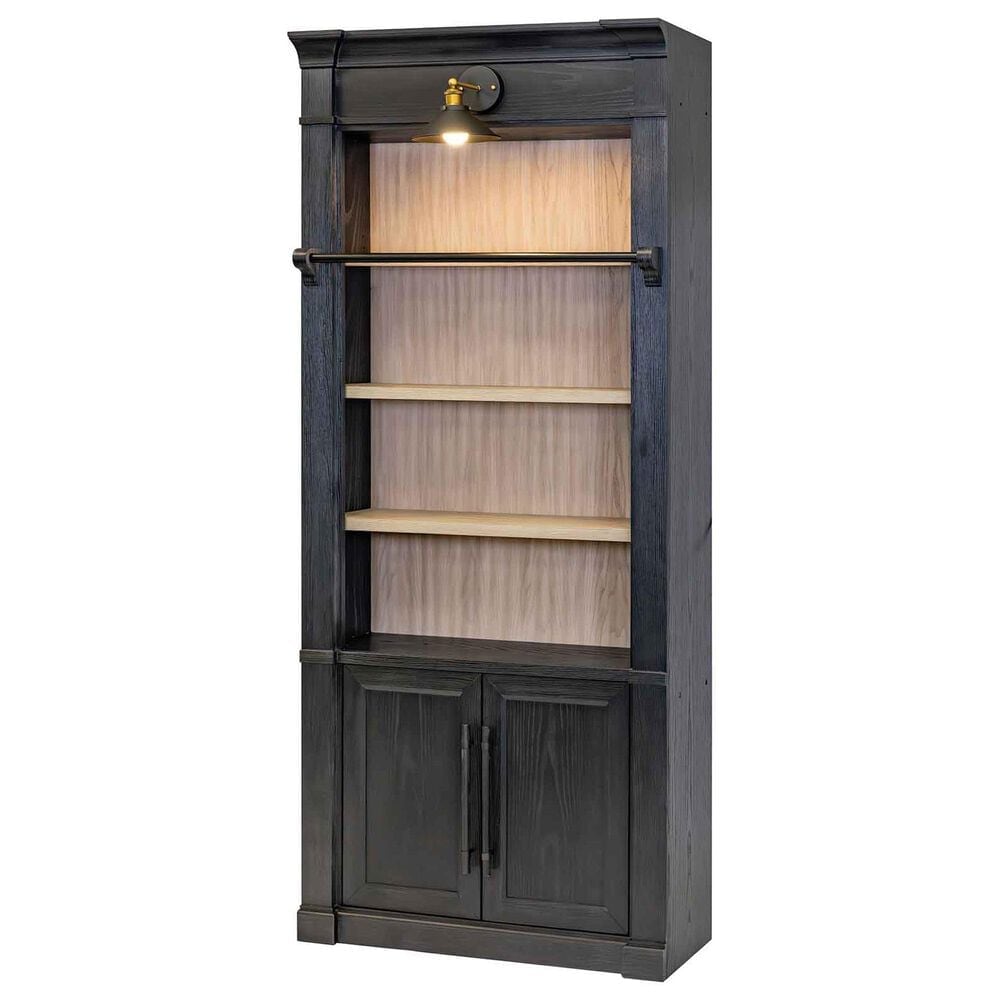 Wycliff Bay Willow Lane 94" Bookcase with Ladder in Ebony Black and Natural Oak, , large