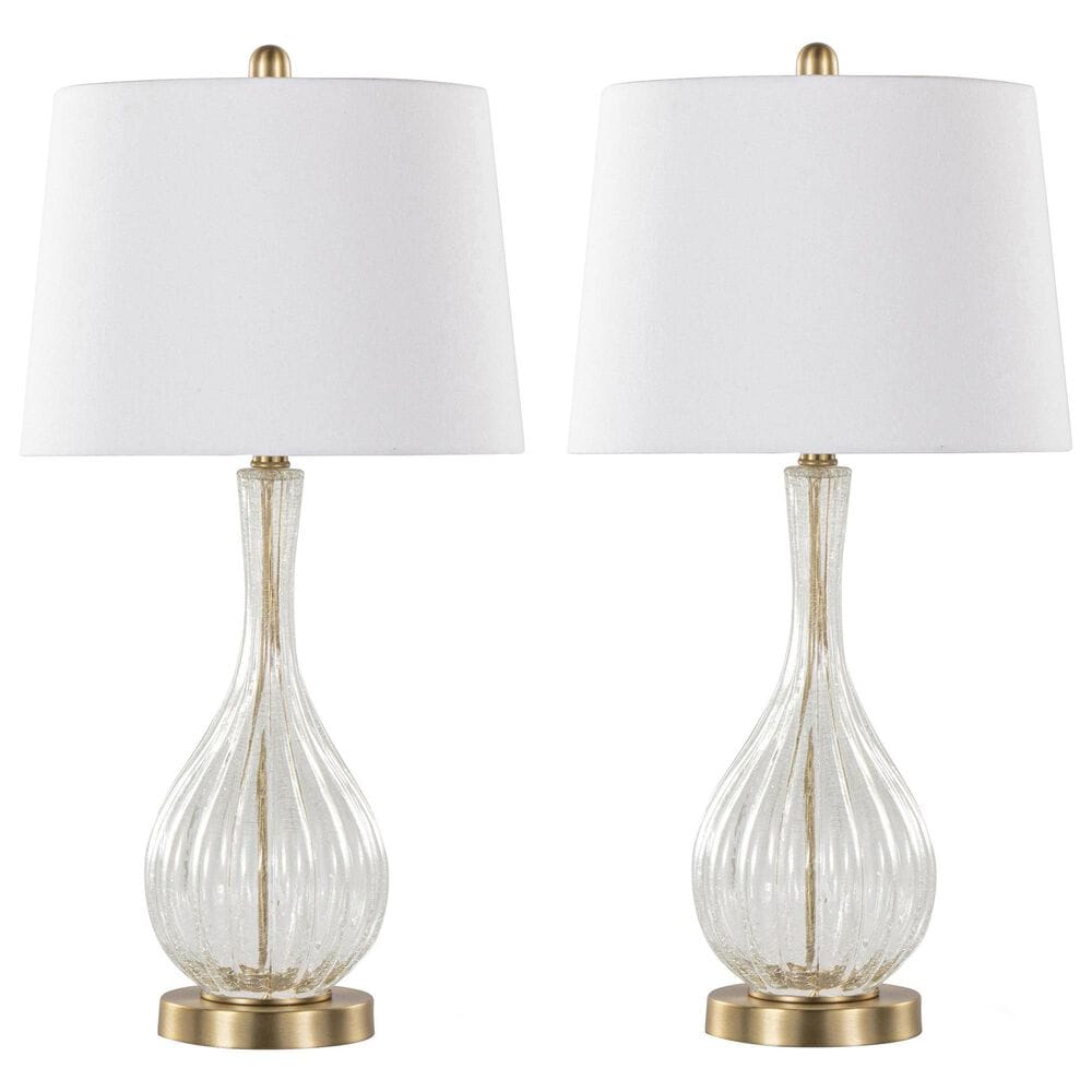 LumiSource Jenny Glass Table Lamp in Clear Crackle and Gold (Set of 2), , large