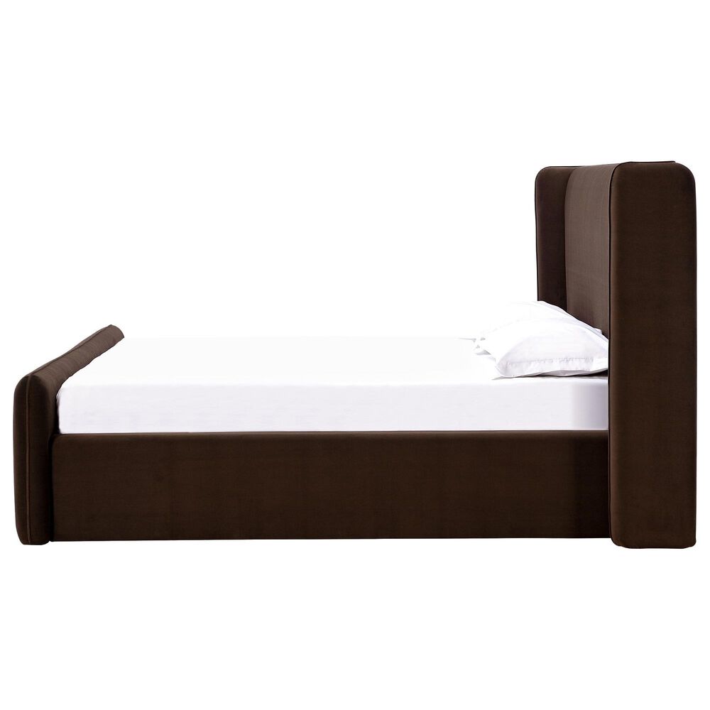 37B Bacall Queen Upholstered Wingback Platform Bed in Cola, , large