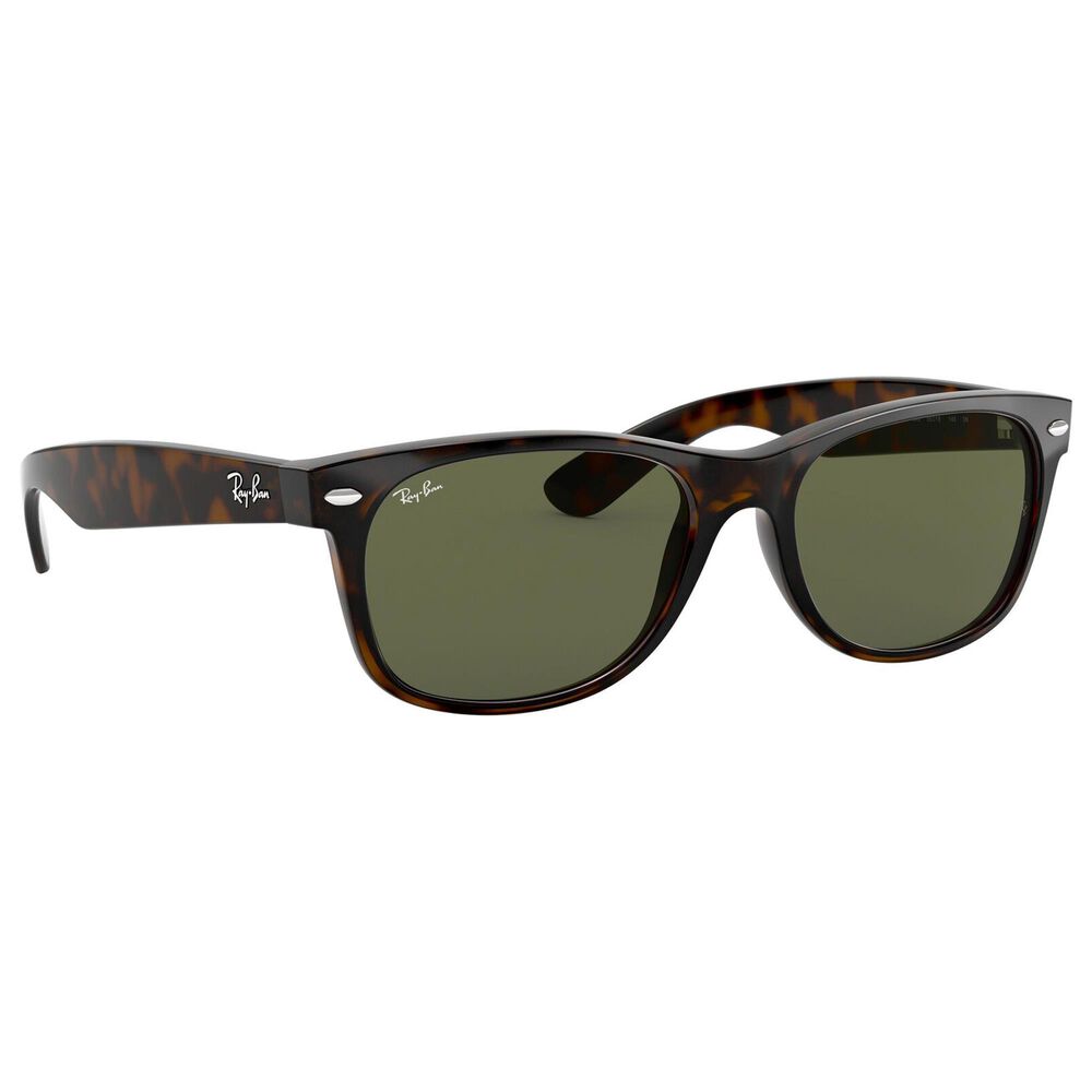 Rayban Glasses New Wayfarer Classic Sunglasses with G-15 Green Lenses in Polished Tortoise, , large