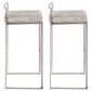 LumiSource Fuji 30" Stacker Bar Stool with Light Grey Cowboy Upholstery in Stainless Steel (Set of 2), , large