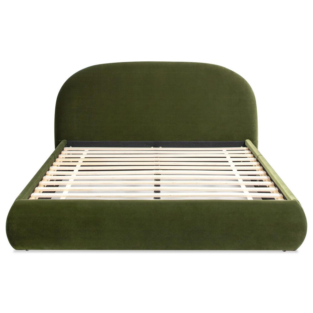 Jennifer Taylor Home Archie Puffy Grounded Queen Upholstered Platform Bed in Olive Green, , large