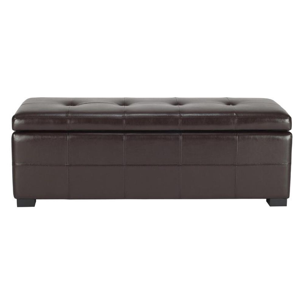 Safavieh Hudson Large Maiden Tufted Storage Bench in Brown, , large