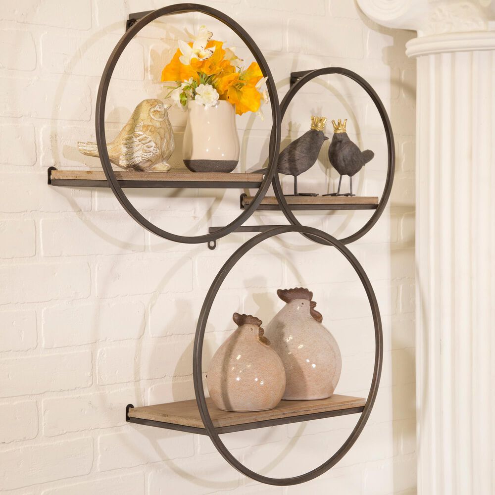 Sagebrook Home 3-Piece Wall Shelf Set in Brown, , large