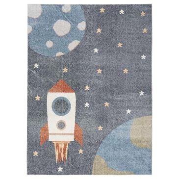 Nourison Astra Machine Washable 5"3" x 7" Sky Blue Kids Rug, , large