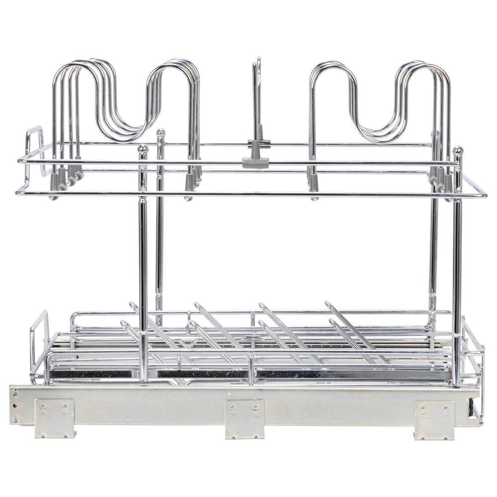 Household Essentials Glidez 2-Tier Multipurpose Pull Out/Slide Out Basket Storage Organizer in Chrome, , large