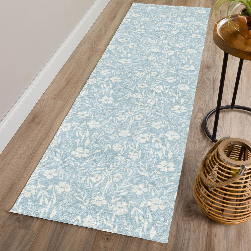 Dalyn Rug Company Soft Essentials Floral Sky 2'3" x 7'6" Indoor/Outdoor Runner, , large