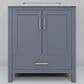Lexora Home Jacques 30" Single Bathroom Vanity in Dark Grey with 2 cm White Carrara Marble Top and Rectangular Sink, , large