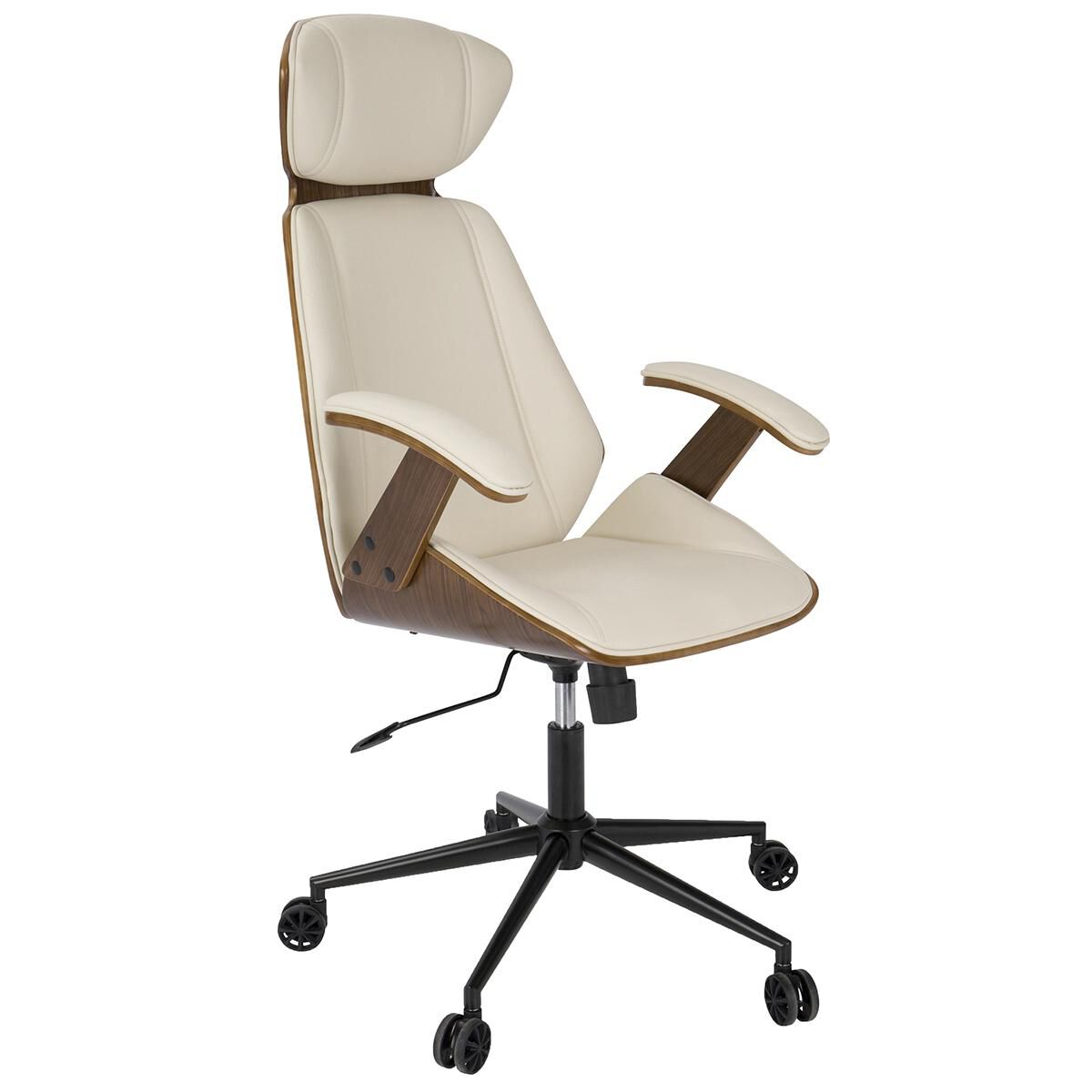 Lumisource Spectre Adjustable Office Chair in Cream/Walnut