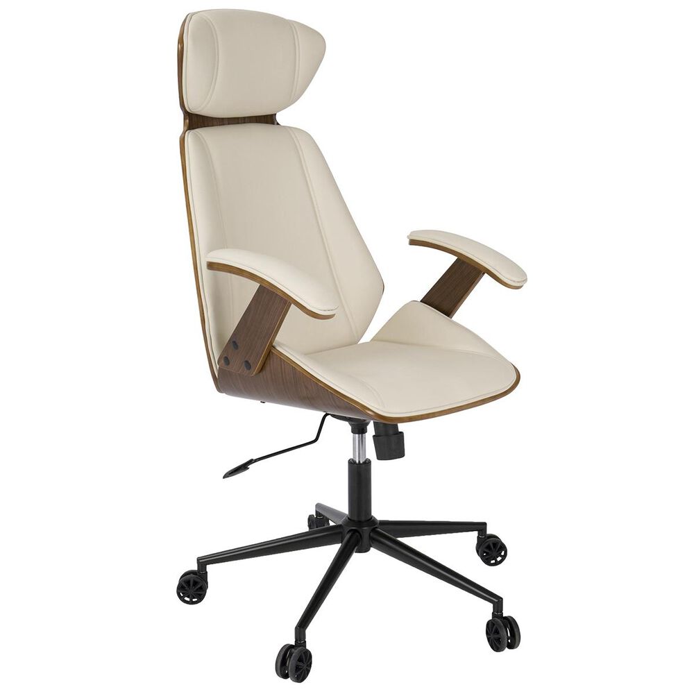 Lumisource Spectre Adjustable Office Chair in Cream/Walnut, , large