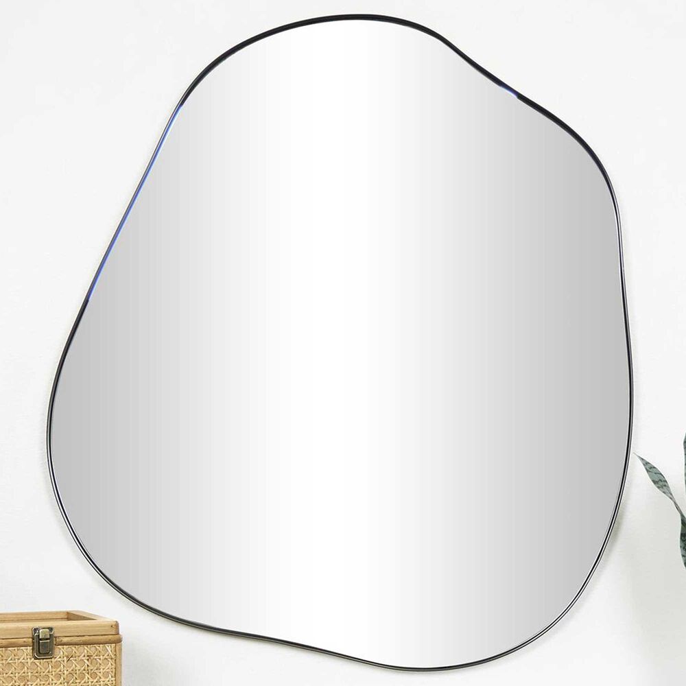 Maple and Jade 27.75" x 31" Abstract Metal Wall Mirror in Black, , large