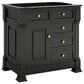 James Martin Vanities Brookfield 36" Single Bathroom Vanity in Black Onyx with 3 cm Ethereal Noctis Quartz Top and Rectangular Sink, , large