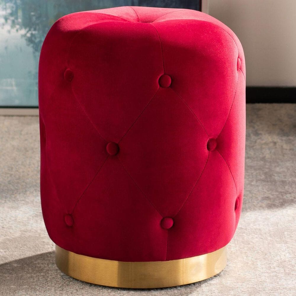 Safavieh Carnation Ottoman in Ruby, , large