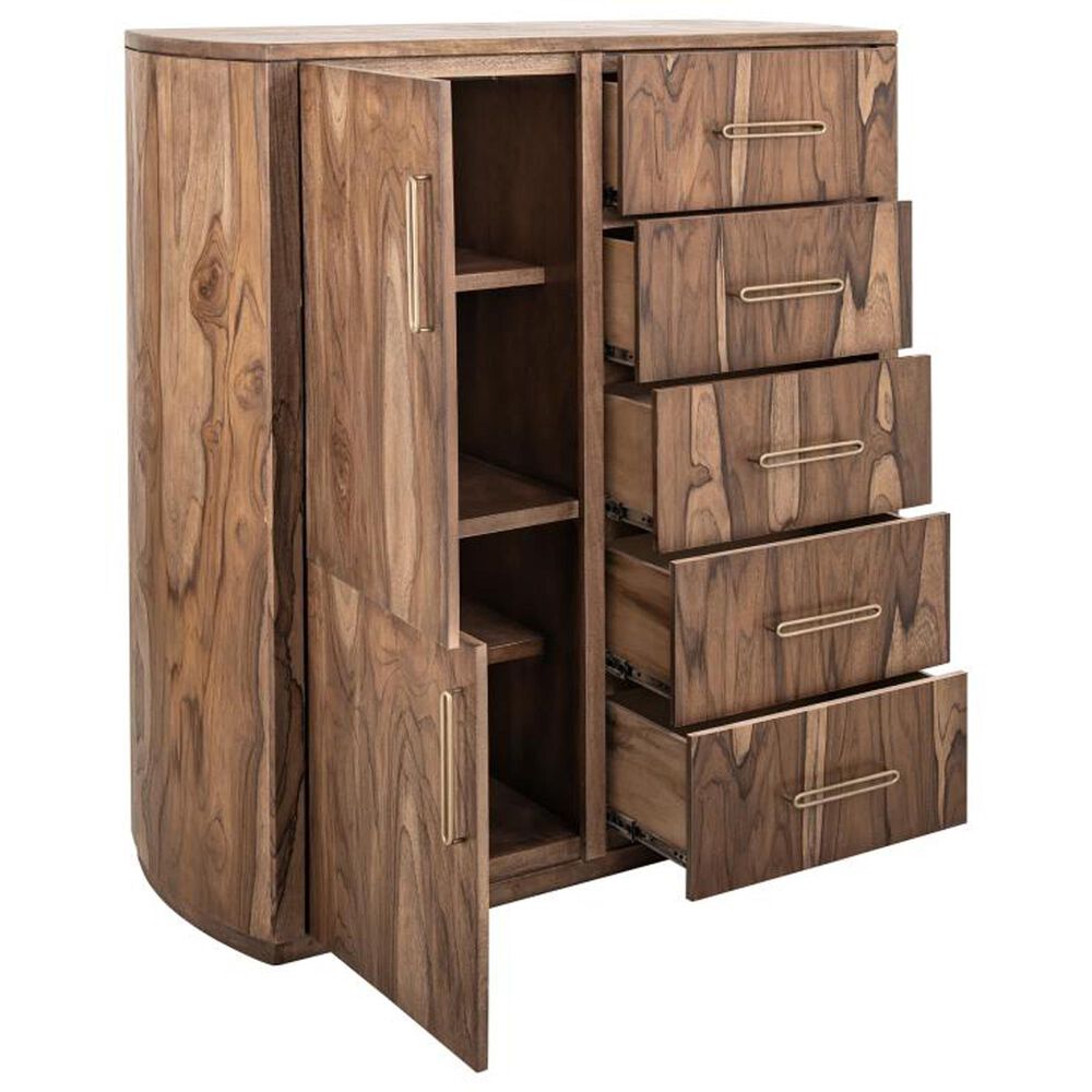 Fallridge Balam 5-Drawer Gentleman Chest in Stained Brown, , large