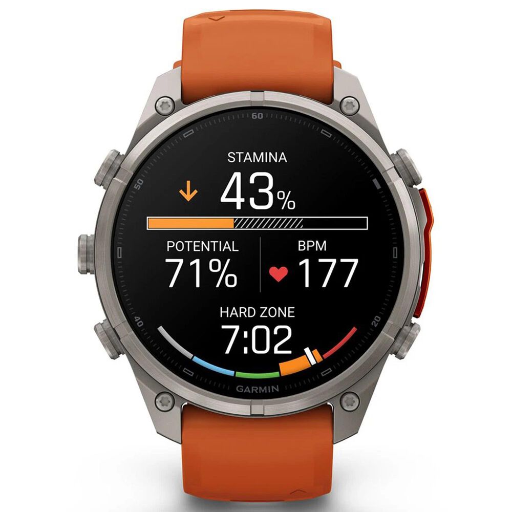 Garmin fenix 9 Pro Smartwatch 47mm Titanium with Autumn Orange and Spark Orange Silicone Band, , large