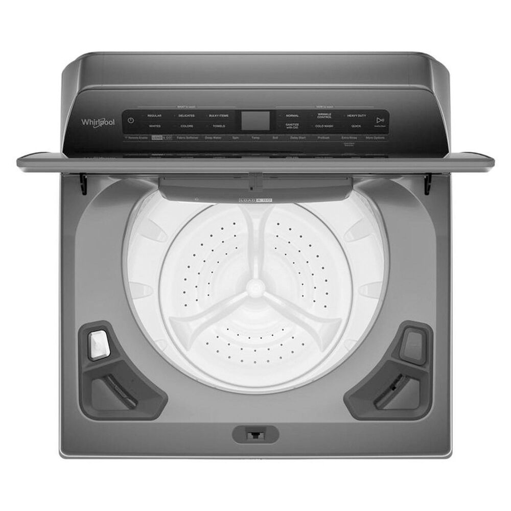 Whirlpool 4.8 Cu. Ft. Top Load Washer and 7.4 Cu. Ft. Electric Dryer Laundry Pair in Chrome Shadow, , large