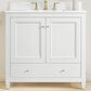 37B Claudine 36" Single Bathroom Vanity in Bright White with Glossy White Composite Stone Top and Backsplash, , large