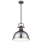 Golden Lighting Duncan 1-Light Pendant with Rod and Chrome Shade in Rubbed Bronze, , large