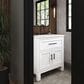 Kohler Quo 30" Single Bathroom Vanity in White with 3 cm Pure White Quartz Top and Oval Sink, , large