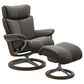 Stressless Magic Medium Leather Chair and Ottoman in Paloma Metal Grey, , large