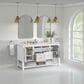 James Martin Vanities Breckenridge 60" Double Bathroom Vanity in Bright White with 3 cm Arctic Fall Solid Surface Top and Rectangular Sinks, , large