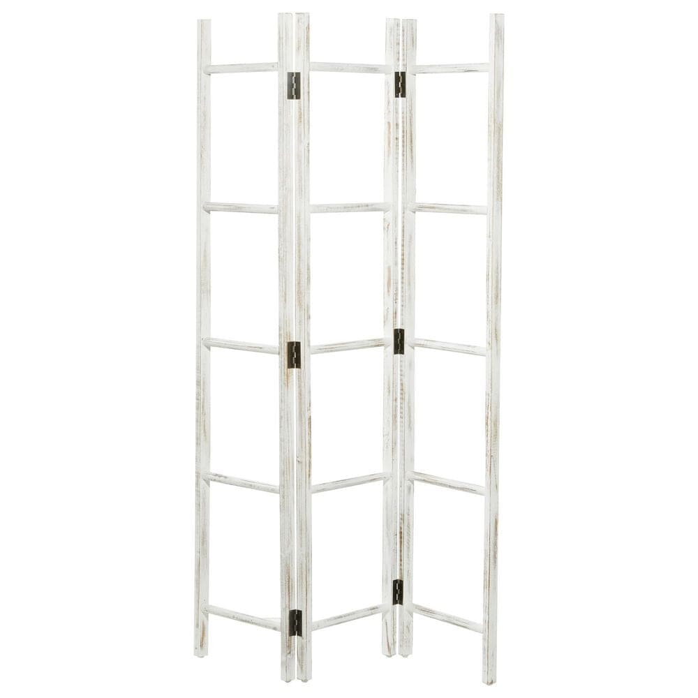 Maple and Jade 15-Rung Partition Ladder with 3 Panels in White, , large