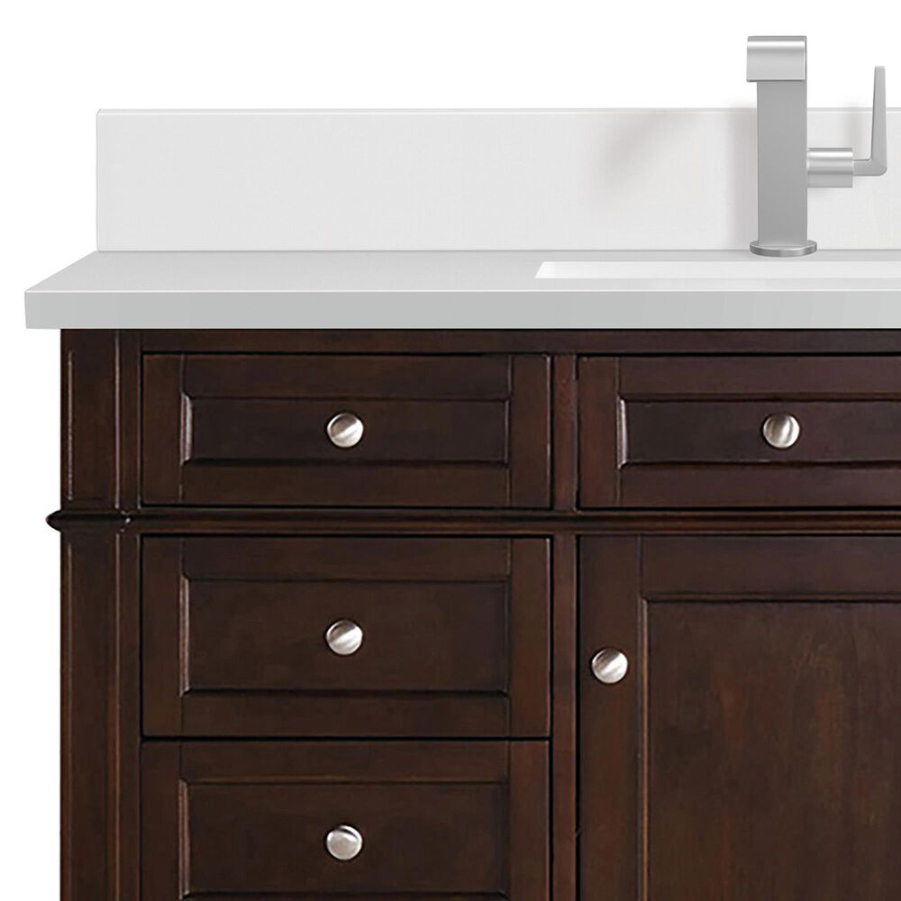 James Martin Vanities Brittany 48&quot; Single Bathroom Vanity in Burnished Mahogany with Single Hole 3 cm White Zeus Quartz Top and Rectangular Sink, , large