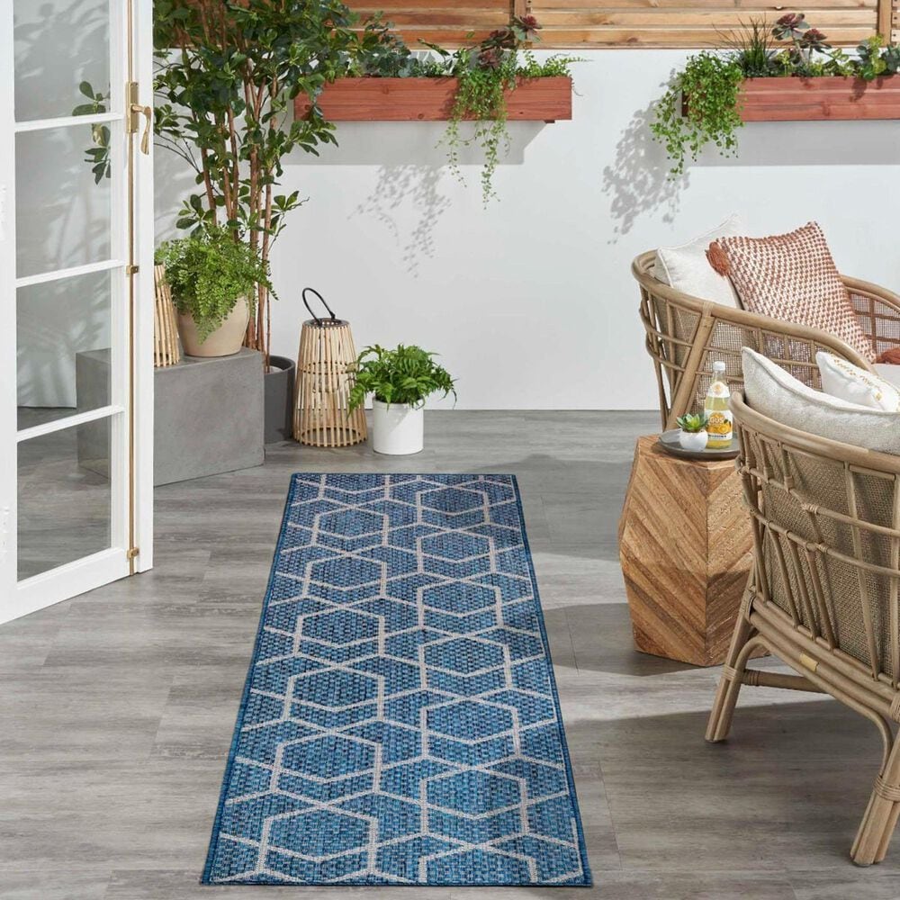 Nourison Horizon HOZ01 Denim 2&#39;2&quot; x 8&#39; Indoor/Outdoor Runner, , large