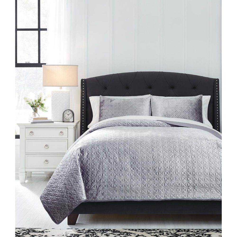 Signature Design by Ashley Maryam Queen Coverlet Set in Gray, , large