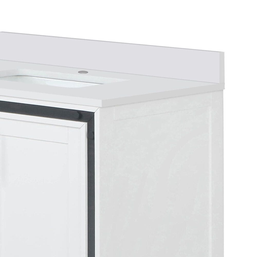Lexora Home Ziva 30&quot; Single Bathroom Vanity in White with 2 cm White Quartz Top and Rectangular Sink, , large