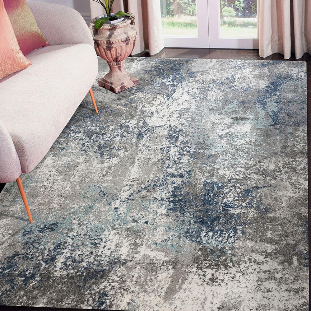 Amer Rugs Yasmin 9&#39; x 13&#39; Gray and Light Blue Area Rug, , large