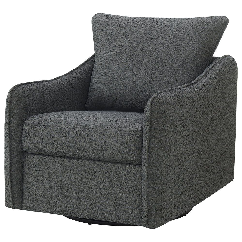 Pacific Landing Madia Swivel Glider Chair in Charcoal Grey, , large