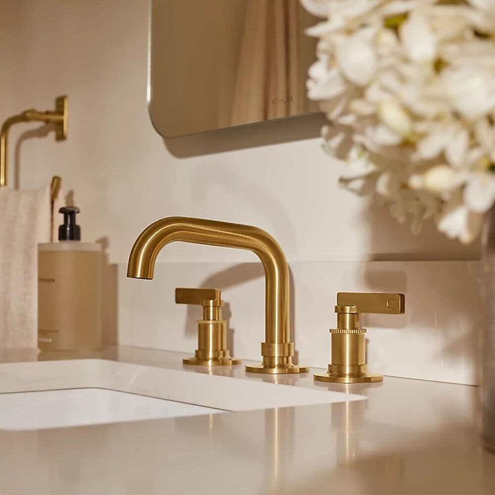 Kohler Castia Widespread Bathroom Sink Faucet in Vibrant Brushed Moderne Brass, , large