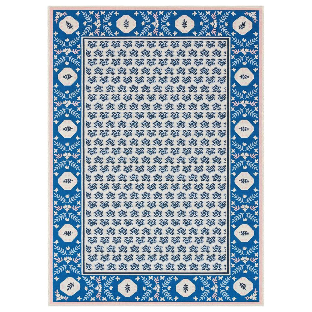 Rifle Paper Co. Amelie 6"7" x 9"4" RP Geometric Rose Blue Area Rug, , large