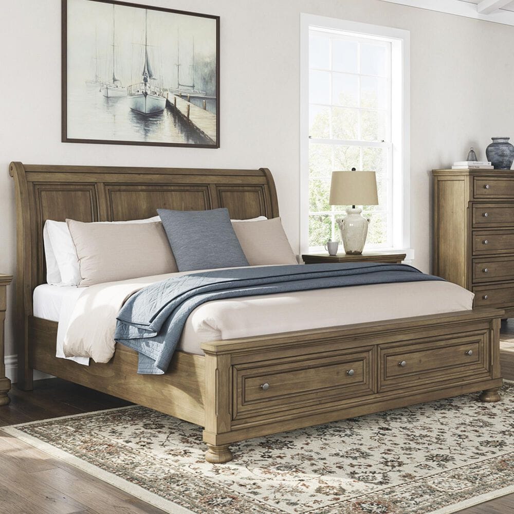 Ashley Feddinger King Storage Sleigh Bed in Chestnut Brown, , large