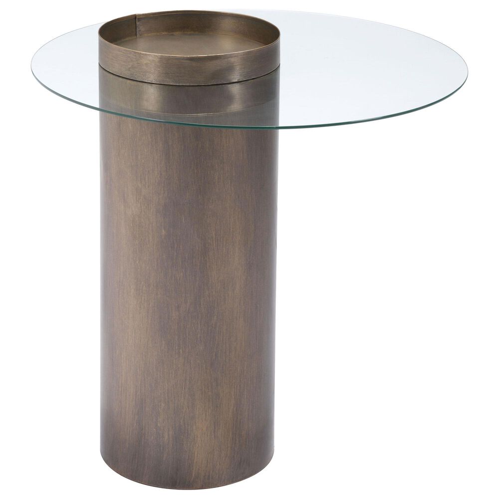 Zuo Modern Emi End Table in Antique Gold and Glass, , large