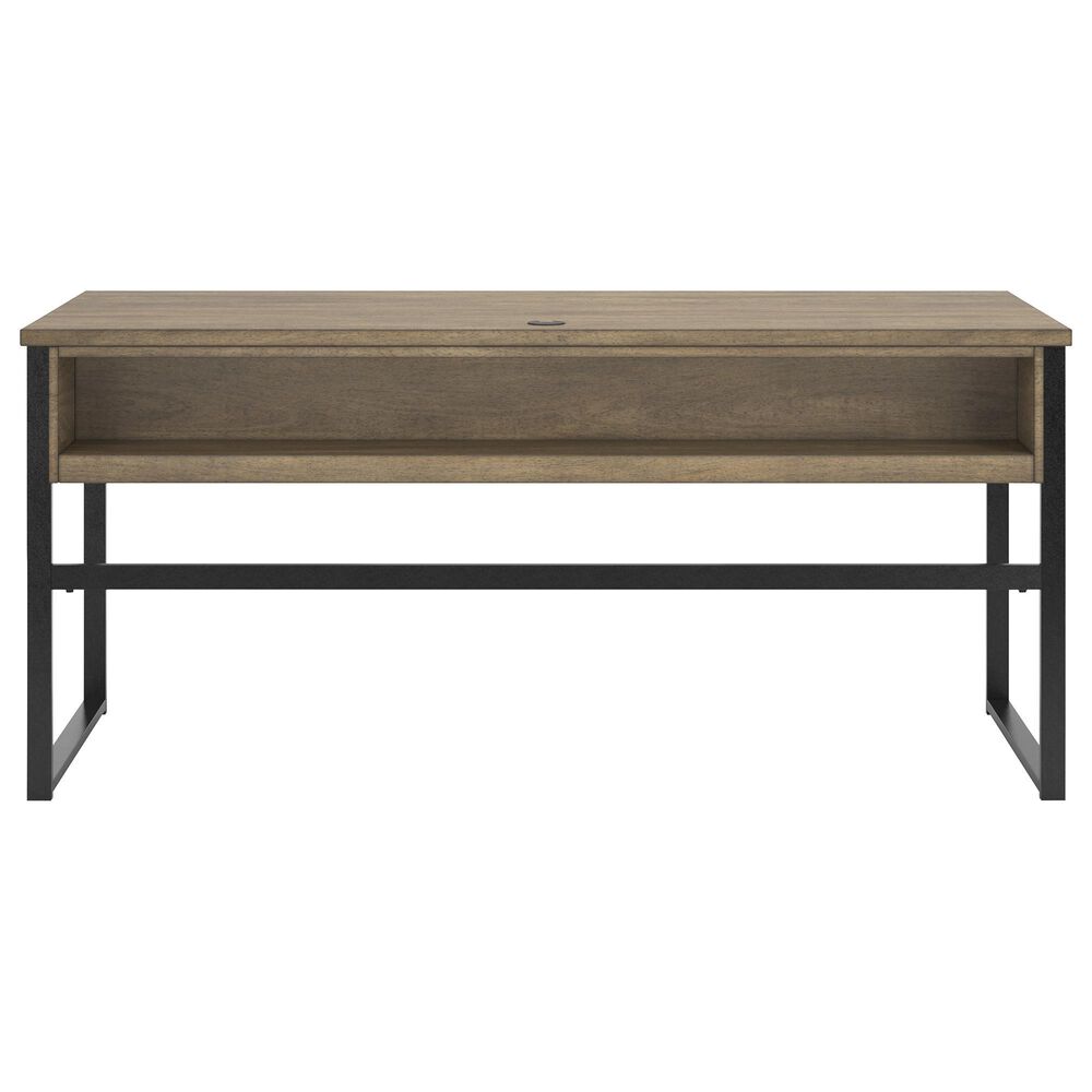 Ashley Montia 67&quot; Writing Desk in Light Brown and Gunmetal Gray, , large